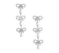 Self Portrait - Micro Bow Pearl Tiered Earrings - - Accessories - Donna - Grigio - ONE SIZE