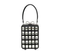 Self Portrait, ,Bags ,Donna ,Nero ,ONE SIZE Borsa Clutch in Raso con Cristalli e Motivo Floreale