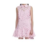 Self Portrait - Mini abito a trapezio in pizzo con colletto e senza maniche - - Dresses - Donna - Rosa - XS