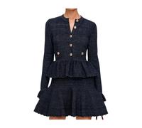 Self Portrait - Mini abito in maglia testurizzata - - Knitwear - Donna - Blu - S