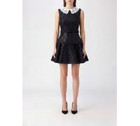 SELF-PORTRAIT Miniabito A-line in bou i lana con pizzo e paillettes 6 Nero