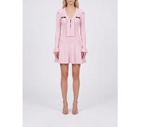 SELF-PORTRAIT Miniabito in maglia slim fit con bottoni gioiello e collo a scialle S Rosa