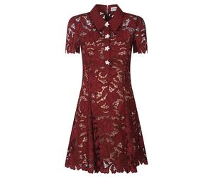 Self Portrait - Miniabito in Pizzo Borgogna - - Dresses - Donna - Marrone - 2XS