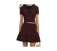Self Portrait - Minigonna a punto a giorno - - Skirts - Donna - Rosso - S