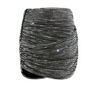 Self Portrait - Minigonna drappeggiata con strass - - Skirts - Donna - Grigio - 2XS