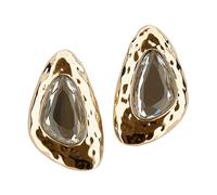 Self Portrait - Orecchini a Bottone Oro Martellato con Cristalli - - Accessories - Donna - Giallo - ONE SIZE