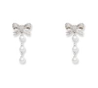 Self Portrait - Orecchini a fiocco con finto perla - - Accessories - Donna - Grigio - ONE SIZE