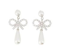 Self Portrait - Orecchini a Goccia con Fiocco di Perle - Argento - - Accessories - Donna - Bianco - ONE SIZE