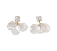 Self Portrait - Orecchini a Petalo con Perle di Cristallo - - Accessories - Donna - Bianco - ONE SIZE