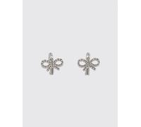 Self Portrait - Small Hoop Earrings with Bow Pendant - - Accessories - Donna - Grigio - ONE SIZE