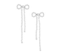 Self Portrait - Orecchini Fiocco con Perle - - Accessories - Donna - Grigio - ONE SIZE