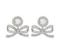 Self Portrait - Orecchini pendenti con dettaglio fiocco - - Accessories - Donna - Grigio - ONE SIZE