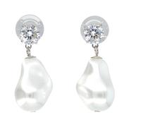 Self Portrait - Orecchini Perla Marmorizzata - - Accessories - Donna - Grigio - ONE SIZE
