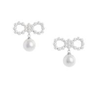 Self Portrait - Pearl Bow Earrings - - Accessories - Donna - Grigio - ONE SIZE