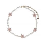 Self Portrait - Pf26 Choker con Fiori in Smalto e Perle - - Accessories - Donna - Rosa - ONE SIZE