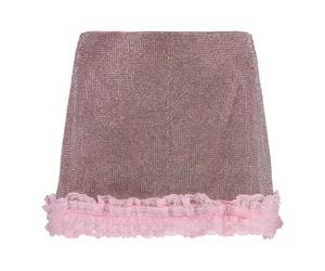 Self Portrait - Pink Crystal Chainmail Mini Skirt - - Skirts - Donna - Rosa - S