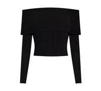 Self Portrait - Ribbed Knit Top - - Blouses & Shirts - Donna - Nero - S