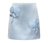 Self Portrait - Satin 3D Sequin Flower Mini Skirt - - Skirts - Donna - Blu - S