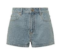Self Portrait, ,Shorts ,Donna ,Blu ,W27 Croc Effect Denim Shorts