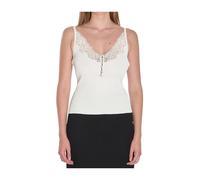 Self Portrait - Top bianco con scollo a V e spalline sottili - - Tops - Donna - Bianco - L