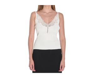 Self Portrait - Top bianco con scollo a V e spalline sottili - - Tops - Donna - Bianco - M