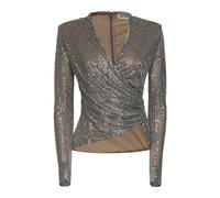 Self Portrait - Top con Strass e Drappeggio - - Tops - Donna - Grigio - XS