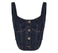 Self Portrait - Top Corsetto in Denim - - Tops - Donna - Blu - S