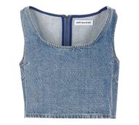 Self Portrait - Top Corto in Denim con Strass - - Tops - Donna - Blu - 2XS