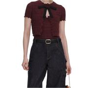 Self Portrait - Top in Maglia Pointelle - - Knitwear - Donna - Rosso - M