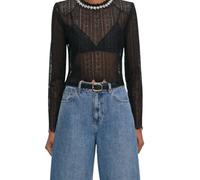 Self Portrait - Top in Organza e Pizzo - - Knitwear - Donna - Nero - S