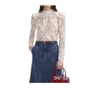 Self Portrait - Top in Pizzo Bianco con Pietre - - Blouses & Shirts - Donna - Bianco - M