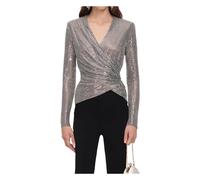Self Portrait - Top in Rete con Strass e Laccio - - Tops - Donna - Grigio - S