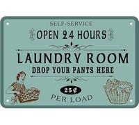 Self Service Open 24 Hours Laundry Room Drop Your Pants Here 25 Per Load - Targa in ferro vintage per uso commerciale casa bar casa bar divertente decorazione artistica da parete 30,5 x 40,6 cm
