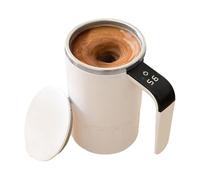 Self Stirring Coffee Mug - Self Stirring Mug With Lid, 380 ml Stainless Steel Temp Display, Electric Mixing Cup, Portable Magnetic Stirrings Cup For Tea Cocoa Protein Powder Drink Home Kitchen