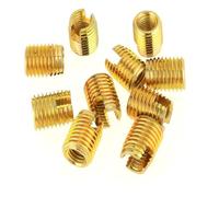 Self Tapping Inserts Kit 50pcs Brass Slotted Thread Inserts M3 M4 M5 M6 M8 M10 for Metal and Plastic, Quick Installation with Tool, Vibration Enhanced Thread