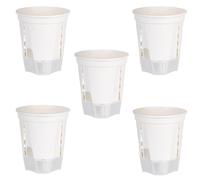 Self Watering Pots - Planting Pot With A Deep Water Reservoir, 5 Piece Orchid Planter With Drainage Hole, Self Watering Planters | For Outdoor Balcony Garden Patio Vegetable Tomato Strawberry Home