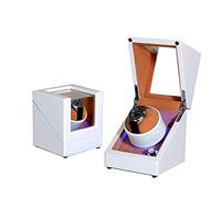 Self Winding Automatic Watch Winder with Quiet Motor And Wood Shell Battery Powered Or AC Adapter 5 Rotation Modes Single Or Double Bedroom Accessories (B)