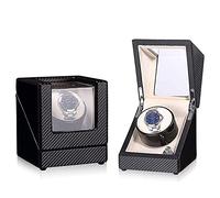 Self Winding Automatic Watch Winder with Quiet Motor And Wood Shell Battery Powered Or AC Adapter 5 Rotation Modes Single Or Double Bedroom Accessories (C)