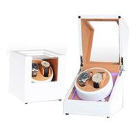 Self Winding Watch Winder Box for Automatic Watches Or Compatible with Couple Size Double Battery Powered Super Quiet Motor by Watch Winder Smith Bedroom Accessories (D)