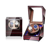 Self Winding Watch Winders for 2 Watches with Quiet Motor And Wood Shell Battery Powered Or AC Adapter 5 Rotation Modes Single Or Double Bedroom Accessories