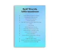 Self Worth Affirmations Poster Self Love Positive Quotes For Mental Health Canvas Wall Art(Framed,12x18inch(30x45cm))