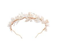 SELFCLOUD Fascia per capelli realizzata a mano con fiori di argilla morbida in resina, accessorio per capelli da donna, damigella d'onore, ragazze, oro