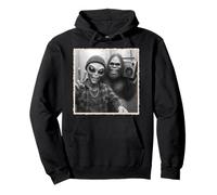 Selfie Alieno Con Bigfoot | Divertente Sasquatch, Segno della Pace Felpa con Cappuccio