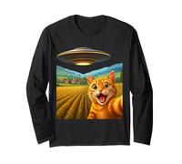 Selfie Astronave aliena UFO Gatto colorato Maglia a Manica