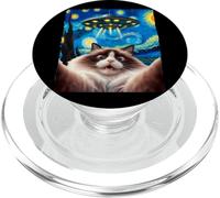 Selfie con gatto con UFO alieno divertente design per uomini, donne, bambini PopSockets PopGrip per MagSafe