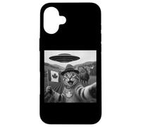 Selfie del gatto con alieno UFO Canada Day Cat Regali per gli uomini Kid Custodia per iPhone 16 Plus