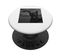 Selfie del gatto nero UFO con umorismo divertente alieno di PopSockets PopGrip Adesivo