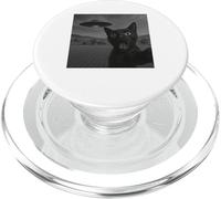Selfie del gatto nero UFO con umorismo divertente alieno di PopSockets PopGrip per MagSafe