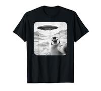 Selfie del Pinguino con Un UFO Alieno Pinguino Divertente Maglietta