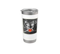 Selfie di alieni e scimmie | Cuore, Amore | UFO divertente e scimpanzé Bicchiere termico in acciaio inox doppia parete